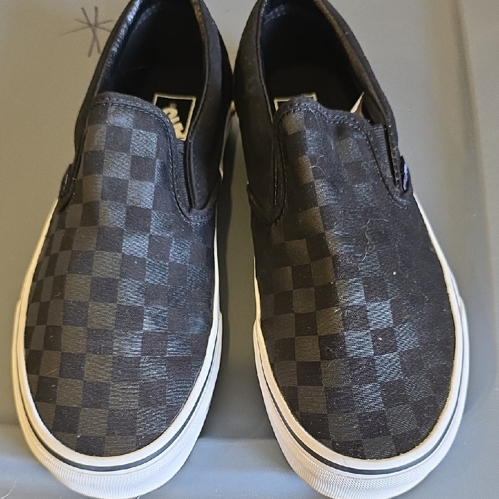 Vans Womens Black Checkerboard Slip-On Sneakers